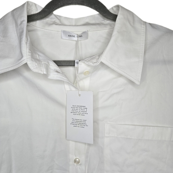 Anine Bing Women's White Mika button up poplin cotton shirt medium NWT - Picture 6 of 11